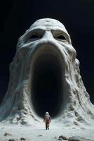 Artists concept of an astronaut falling towards a black hole in outer space video