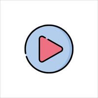 Play button icon in a circle on white background vector