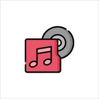 Music icon with a disc and a note vector