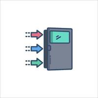 A door with arrows pointing to it vector