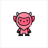 A pink demon character with horns and a tail vector