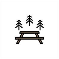 Picnic table with trees icon vector