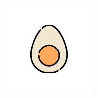 An egg is shown in a line drawing on a white background vector