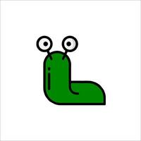 A green worm with eyes and a nose vector