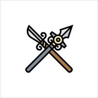 Two crossed swords icon on white background vector