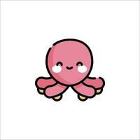 A cute pink octopus with eyes and a smile vector