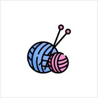 A ball of yarn and needles on a white background vector