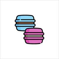 Two macarons are shown in a line drawing vector