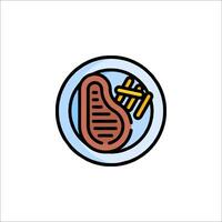 A steak and fries icon in a circle vector