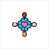 A group of people holding hands in a heart shape vector