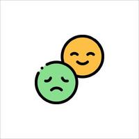 Two emoticions are shown in a line style vector
