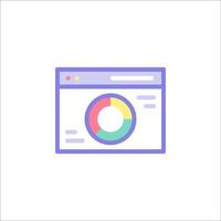 A colorful icon of a web page with a pie chart vector