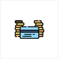A stack of coins and a credit card icon vector