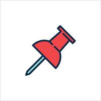 A red pin with a nail on it vector