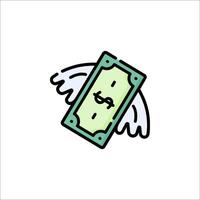 A dollar bill with wings and a dollar sign vector
