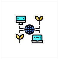 A globe with plants and a computer vector