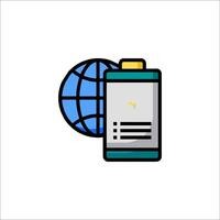 Battery icon with globe illustration vector
