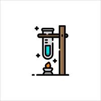 A test tube with a liquid in it and a candle vector