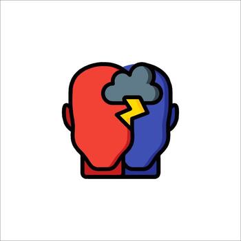 dos cabezas con relámpago y trueno en el medio vector