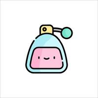A cute perfume bottle with a pink face vector