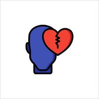 A broken heart icon with a man's head vector