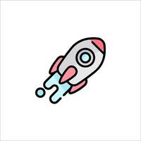 A rocket ship icon in a flat style vector