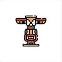 A totem pole with a bird on it vector
