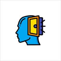 A person's head with a door open in it vector