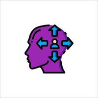 A purple head with arrows pointing to the right and left vector