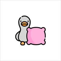 A duck with a pink pillow vector