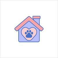 A dog house with a paw print inside vector