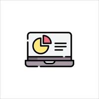 A laptop with a pie chart on it vector