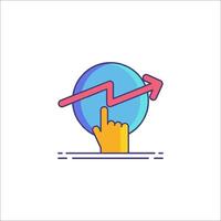 A hand pointing at an upward arrow on a globe vector