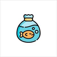Fish in a bottle icon vector