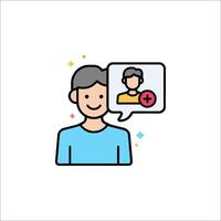 A man with a chat bubble icon vector