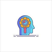 A person's head with a gear and a clock icon vector