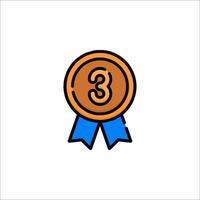 A medal with the number three on it vector