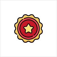A red star badge icon on a white background vector