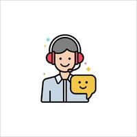 Call center icon with a man in headphones vector