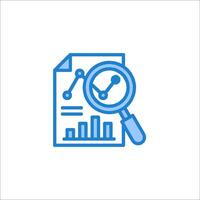 Magnifying icon with a graph and a magnifying glass vector