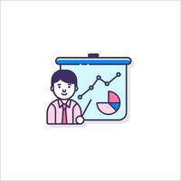 Businessman with a presentation board and a graph vector