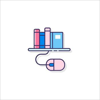 A computer mouse and books on a shelf vector