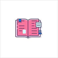 An open book icon with a blue ribbon vector