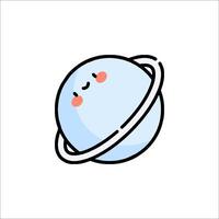 A cute cartoon planet with a smile on its face vector