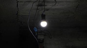 Bulb badly installed in the ceiling of a dungeon that goes out video
