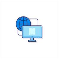 A computer monitor with a globe icon vector
