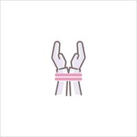 A pink hand holding a pink bandage vector