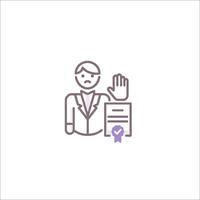 A man holding a document and a hand up vector