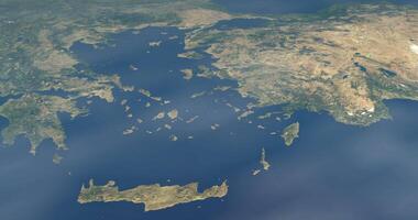 Aegean Sea in Mediterranean sea, aerial view from outer space of earth planet video