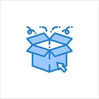 A blue box with an arrow pointing out of it vector